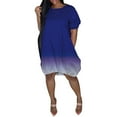 thumbnail image 2 of Robes Décontractées Grande Taille pour Femmes Manches Courtes Mi-Longues Dégradé Été, 2 of 6