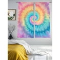 thumbnail image 4 of Colorful Tie Dye Semi Sheer Window Curtains 72 Inches Long, Rainbow Ombre Abstract Pattern Art Rod Pocket Voile Chiffon Curtain Light Filtering Drapes for Living Room, Kitchen, 52"x72", 2 Panels, 4 of 9