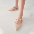 thumbnail image 2 of YDN Women Graceful Pointed Clossed Toe Slip On Mules Chain Strap Low Heel Sandals Casual Dressy Indoor Shoes Size 8.5 Beige, 2 of 5