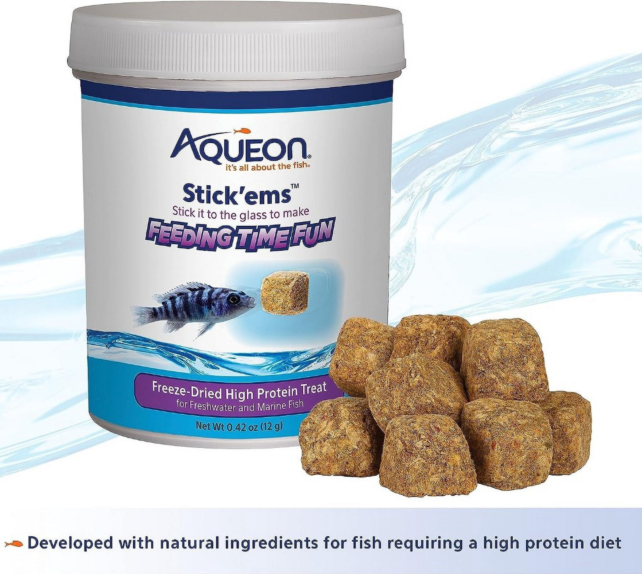 Aqueon Stick'ems Freeze Dried High Protein Treat for Fish [Aquarium Tropical Fish Food, Aquarium Supplies] 1.68 oz (4 x 0.42 oz)