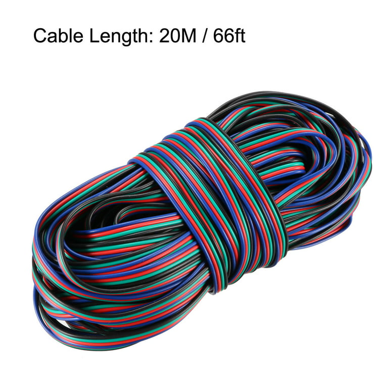 Uxcell 66ft / 20m 22AWG 4 Pin 4 Color Cable Line RGB Wire for LED 5050 3528