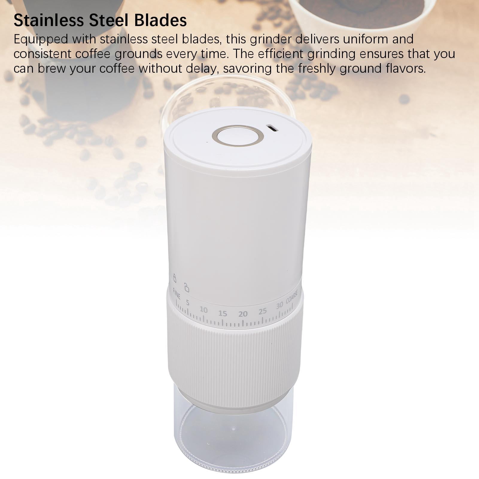 BIMZUC Compact Portable Electric Coffee Grinder – Quiet, Rechargeable, Adjustable Grind Settings, Stainless Steel Blades, Easy‑Clean Design