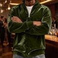 thumbnail image 4 of Qualvora Mens Velour Quarter Zip Pullover, Long Sleeve Stand Collar Sweatshirt with Metal Zipper, Loose Fit Solid Color Top, Fall Winter Party Night Out Wear for Men, 4 of 7