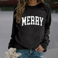 thumbnail image 2 of Women Merry Christmas Sweatshirts Xmas Letter Print Crewneck Tunic Tops Long Sleeve Holiday Party Pullover, 2 of 4