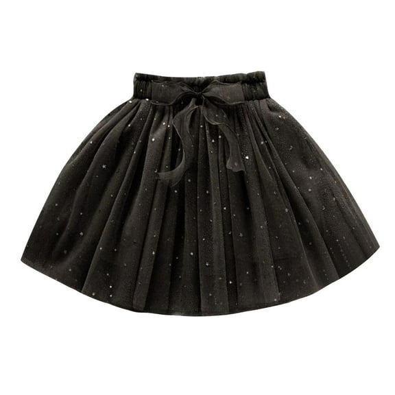 Efsteb 2-12 Years Toddler Girls Tutu Skirt Sequins Girl Short Skirts Princess Birthday Bow Tulle Dress (Black,2 Years)