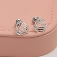 thumbnail image 3 of LeCalla 925 Sterling Silver Stud Earrings | Curved Lined Triangle Earrings for Women, 3 of 6