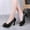 Black, variant on WIZUTIZ Peep-Toe Heels for Women Hiking Sandals Women Vintage Comfort Elastic Jeweled Sandals Pull-On Round Toe Shoes Flat Heel (O"-1) Medium Solid Sandals for Lady Party On-trend Low Spend Black