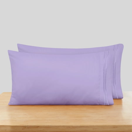 Clara Clark Pillow Cases Premier 1800 Microfiber Collection Pillow Case Set Of 2 Pieces, Standard Size, Lavender