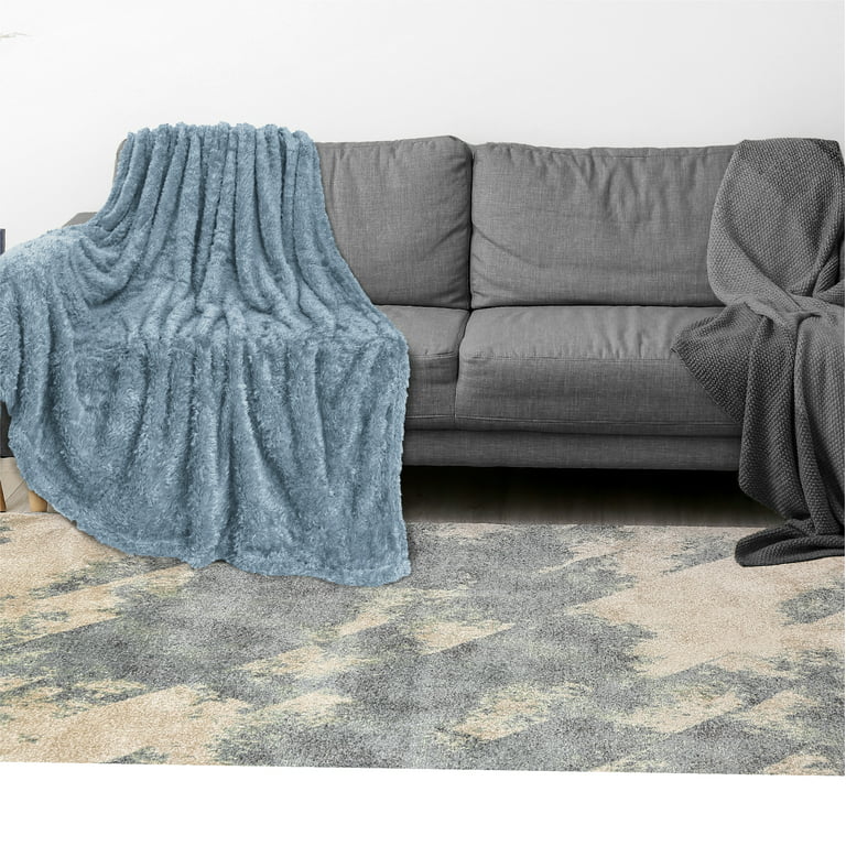 PAVILIA Dusty Slate Blue Plush Throw Twin Blanket for Couch, Sherpa Soft  Cozy Blanket and Throw for Sofa Bed, Decorative Fur Fuzzy Warm Fleece