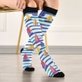 thumbnail image 5 of FORMRS Womens Knee High Socks Casual Long Thick Travel Daily Wear, 1 Pair, Blue Hand Drawn Sailboats, 5 of 6