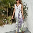 thumbnail image 6 of Lavender Flowers on White Background Dress Fashion Boho Beach Long Dresses Female Party Printed Maxi Dress, 6 of 9