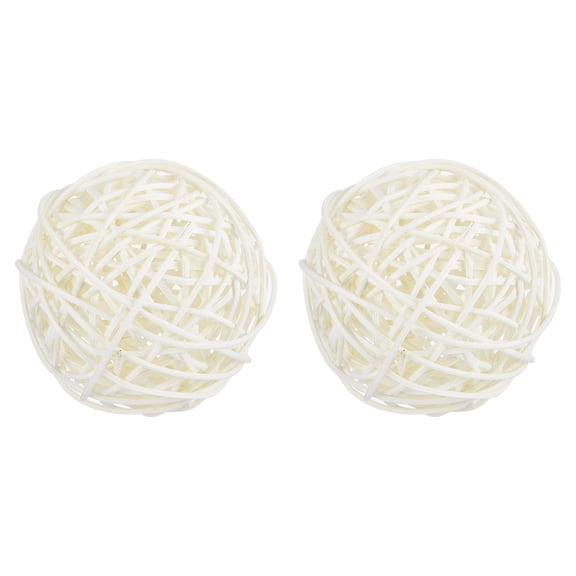 Uxcell 2 Pcs Wicker Rattan Balls 3 Inch Rattan Decorative Balls Vase Fillers for Wedding Party White