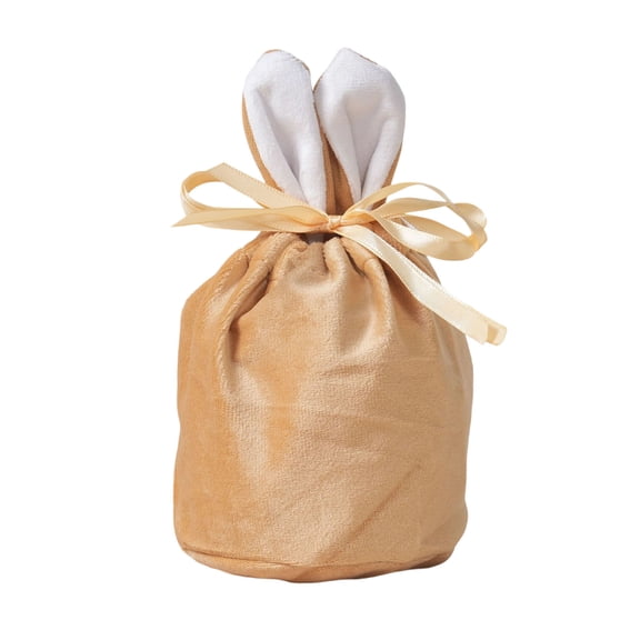 Easter Bunny Ears Velvet Bag, Gift Wedding Candy Bag, Storage Pouch for Party Favors, Champagne Color