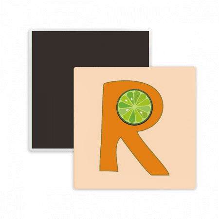 

R Alphabet Orange Fruit Square Ceracs Fridge Magnet Keepsake Memento