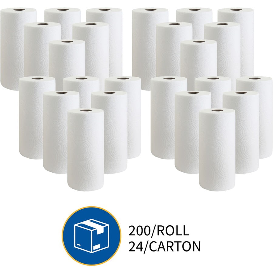 Genuine Joe Paper Towels - 2 Ply - 11" X 4.40" - 200 Sheets/roll - White - Flexible, Perforated, Absorbent, Soft - For Kitchen, Multipurpose, Breakroom - 24 / Carton