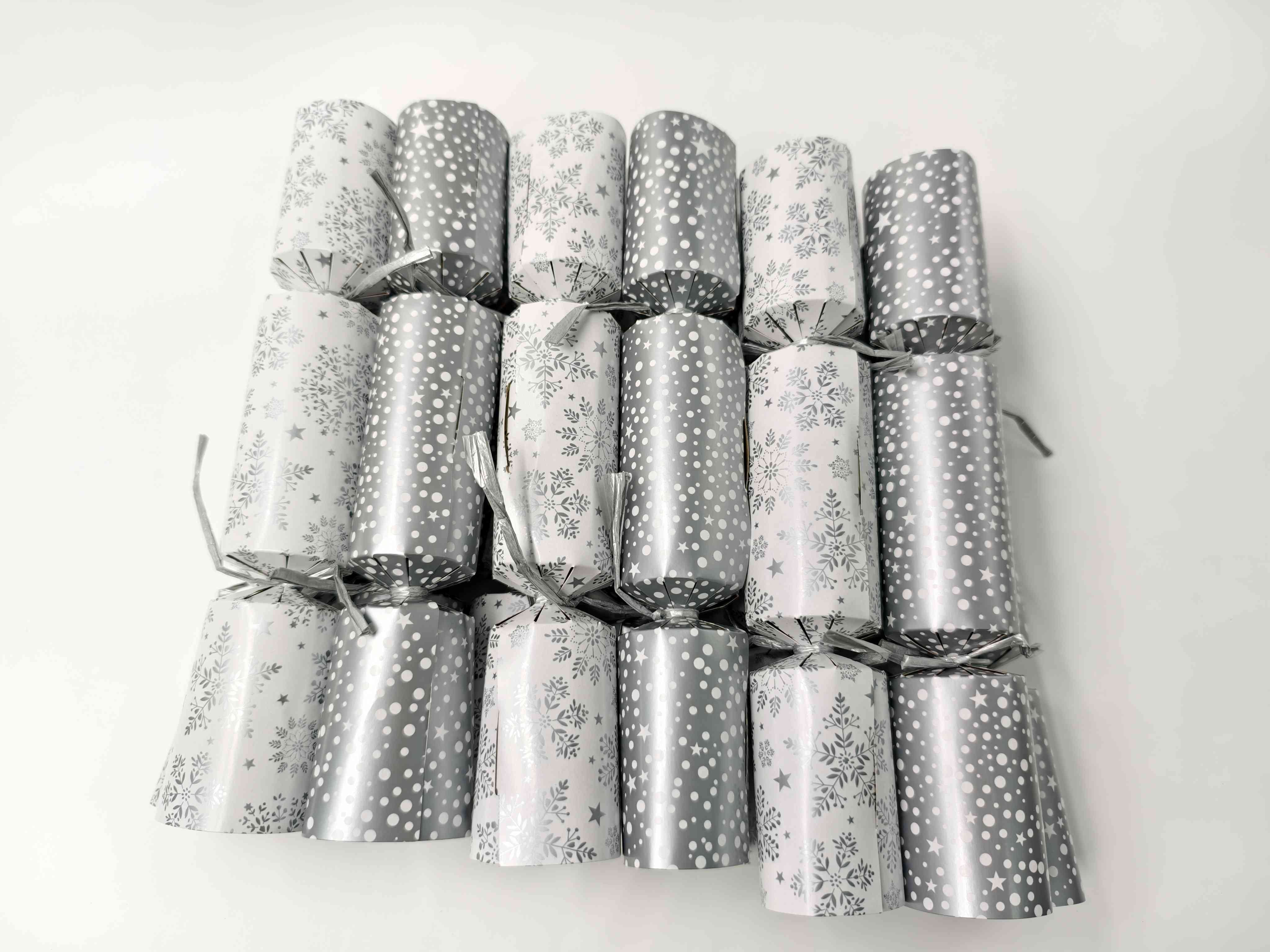 Lot de 12 crackers de Noël familiaux Holiday Time, motif flocons de neige argentés, multicolore HOLIDAY TIME PL 12PK FAM CRA SILVER