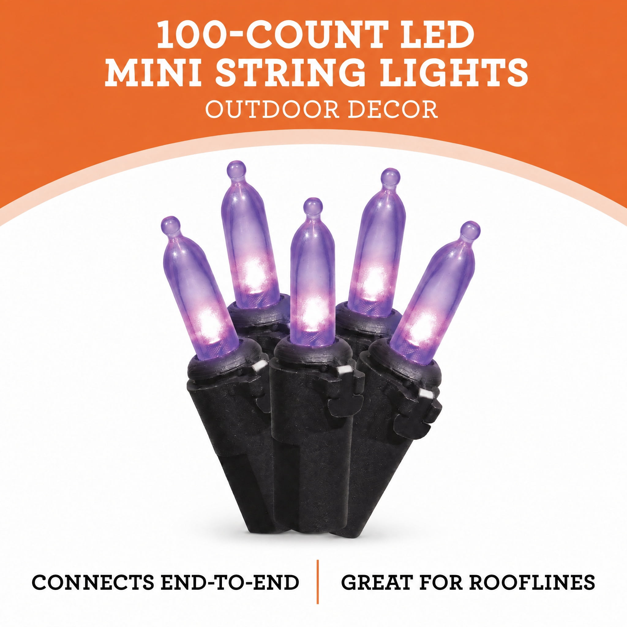Indoor/Outdoor 100-Count LED Mini String Lights, Purple, 19.5', Halloween by Way To Celebrate