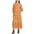 thumbnail image 2 of VESTIDO INSPIRADOR CHIC para Mujeres Floral Boho con Volantes A Línea Casual Maxi Naranja, 2 of 6