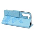 thumbnail image 5 of Feishell Wallet Case for Samsung Galaxy S22+ 5G,Retro PU Leather Butterfly Embossed Pattern Full Protection Anti-Scratch Magnetic Clasp Flip Holder Card Slots & Cash Pocket Phone Cover,Blue, 5 of 6