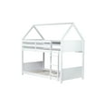 thumbnail image 3 of Dasun Twin Over Twin House Floor Bunk Bed with Headboards, Footboards and Guardrails, Ladder, Rubber Wood Bunk Bed with Safety Guardrails,White, 3 of 5