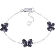 Cutie Pie 3/8 Carat T.G.W. Created Blue Sapphire Sterling Silver Butterfly Baby Bracelet, 5" with 1" Extender