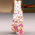 thumbnail image 2 of Robes d'Été pour Femmes Robe Maxi Sans Manches à Imprimé Col en V Robe de Soirée d'Été avec Poches, 2 of 4