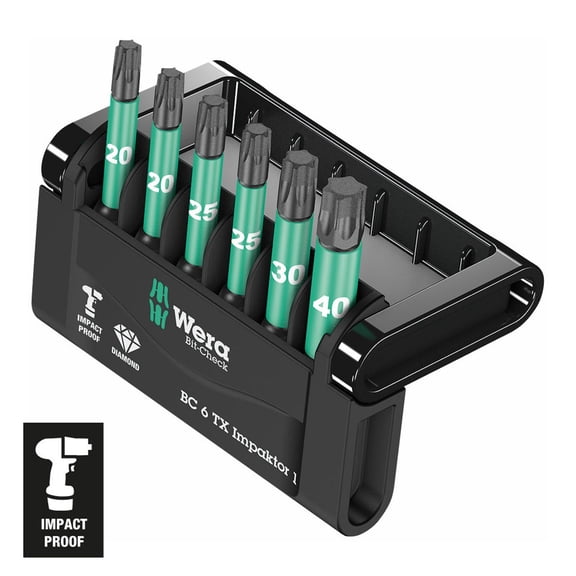 Wera 057693 Bit-Check 6 TX Impaktor 1 Power Bit Set