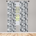 thumbnail image 3 of Ambesonne Grey Curtains, Horse Royal Animal Retro, Pair of 28"x84", Grey White, 3 of 5
