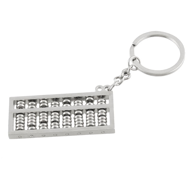 Unique Bargains Porte-Clés Anneau Pendentif Mini Abaque Ton Argent avec un Pendentif en Métal en Forme d'Abaque Ton Argent Fixé à un Anneau de Clé Circulaire. l'Abaque Mesure Environ 5,4 x 2,3 x 0,4 cm, et la Longueur Totale du Porte-Clés Est de 10 cm. Idéal comme Porte-Clés Décoratif, Ornement de Sac à Main Ou Accessoire de Voyage.