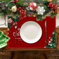 thumbnail image 4 of MOPOOR Christmas Red Placemats Xmas Trees and Snowflakes Winter Decor Place Mats Heat Washable Non Slip Table Mat for Dining Kitchen Holiday New Year Decor, 4 of 6