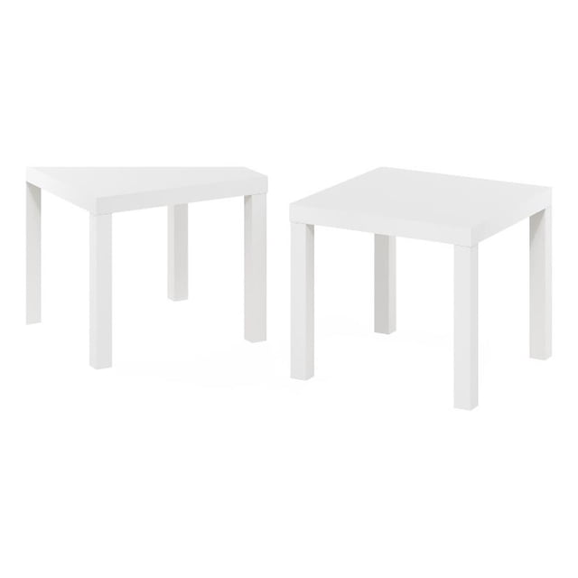 Pemberly Row Table d'Appoint Carrée Contemporaine, Ensemble de 2, Blanc