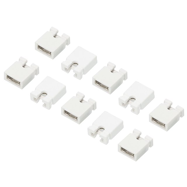Unique Bargains 2.54mm Jumper Caps Shunts Short Circuit Connection Pin Blocks, White 200 Pack