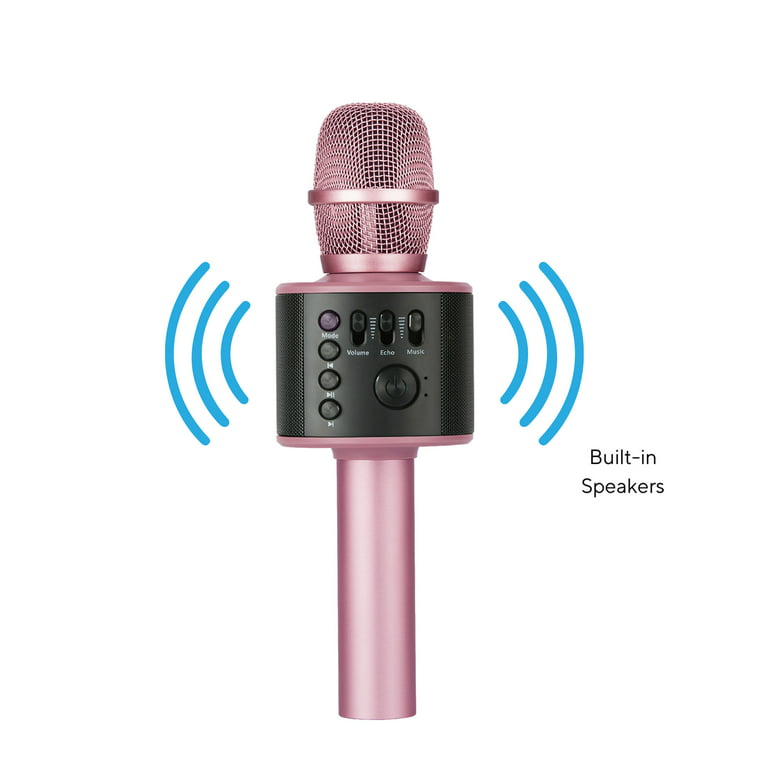 Core Innovations Wireless Bluetooth Karaoke Microphone with Built-in  Speakers + HD Recording | Rose Gold