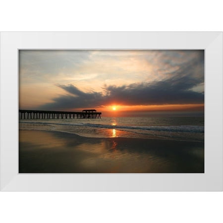 Miller, Anna 32x23 White Modern Wood Framed Museum Art Print Titled - Sunrise on Atlantic Beach