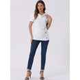 thumbnail image 4 of DARING DIVA Women's Cowl Neck Ruched Short Sleeve Tops with Button Decor L White, 4 of 6