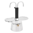 thumbnail image 1 of 100ml Aluminum Alloy Double Head Coffee Pot, DIY Mini Italian Double Head Stovetop Coffee Maker for Home Cafe, Dual Tube Design, Portable, Traditional Italian Coffee Making Method, 1 of 7