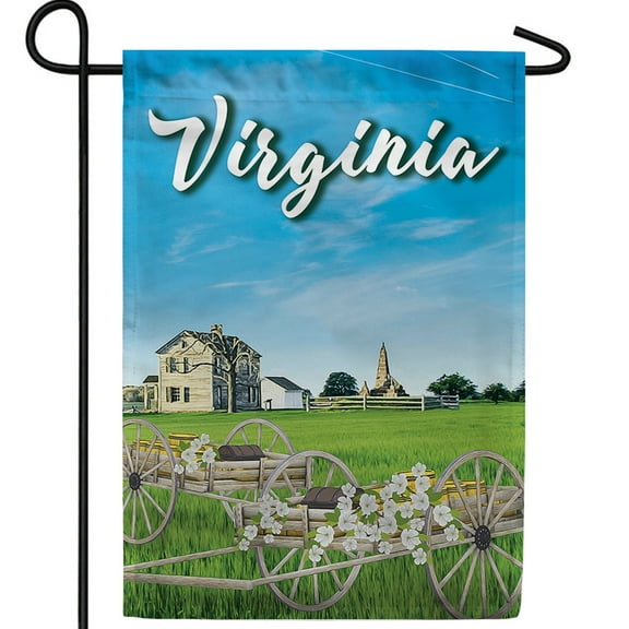 America Forever Virginia State Garden Flag- 12.5 x 18 inches - Virginia Cart Full of Dogwood and a Countryside Home USA Regional Yard Outdoor Decorative Double Sided Flag