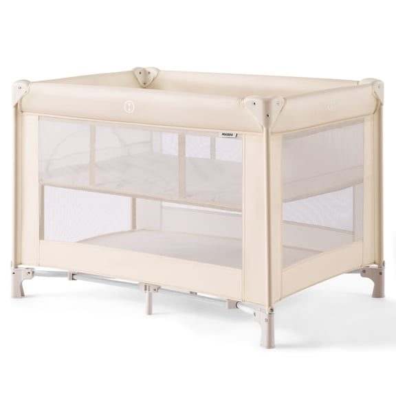 HARPPA Baby Playard with Bassinet,Pack and Play for Newborn,Portable Infant Playard,Beige