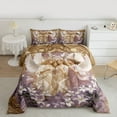thumbnail image 2 of Homewish White Lily Bedding Comforter Set,Chic Angel Girls Twin Comforter Sets,Gold Purple Bedding Set For Adults,Super Cozy Room Decor Reversible,2-Piece, 2 of 8
