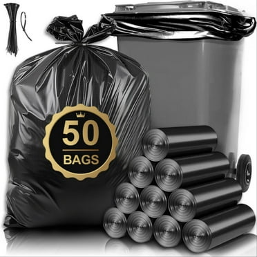 55 Gallon Trash Bags, Heavy Duty Outdoor Garbage Bags (50 Count) for Waste, Lawn and Leaf ,1.5 Mil