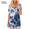 thumbnail image 3 of Minnieouse Camiseta de mujer con cuello en V y manga corta, camiseta teñida con corbata, blusa informal de verano en V Prendas para la parte del cuerpo Azul 3XL Minnieouse AP003160-18, 3 of 6