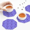 thumbnail image 3 of KLL Drink Coasters Set Octagon of 4,PU Leather Absorbent Coasters Set Decorative Coffee Cup Coasters Housewarming Gift for Home Decor-Purple Snowflake Elegance, 3 of 5