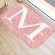 thumbnail image 2 of Alfombrilla de terciopelo Coral para puerta de entrada, Felpudo con patrón de letras y puntos rosas, para interior, antideslizante, decoración del hogar Fivean unisex, 2 of 2