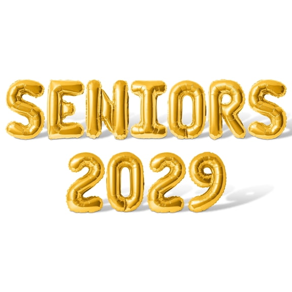 Letter Balloons - SENIORS 2029 16" Inch Alphabet Letters Foil Mylar Balloon Senior Year Party Banner (Gold)
