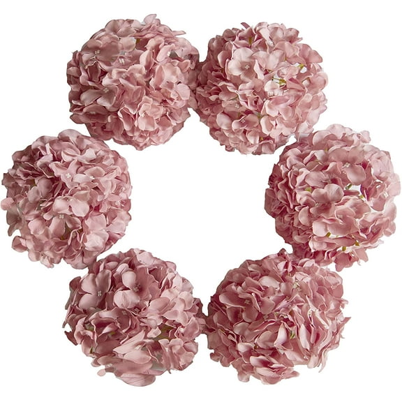 Silk Hydrangea Artificial Flowers Heads with Stems for Wedding Home Decor Pack of 6 (Purple) A