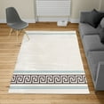 thumbnail image 2 of Abstract Turkish Area Rug, Simplistic Classic Greek Inspired Pattern in Monochrome Design, Soft Carpet for Living Room Decor with Distressed Look, 6.6' X 9.6', White and Blue, by Ambesonne, 2 of 4