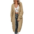 thumbnail image 2 of Qzwdhjm Long Cardigans for Women Maxi Cable Knit Cardigan Sweaters Open Front Long Sleeve Chunky Oversized Sweater Coats, 2 of 8