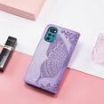 thumbnail image 3 of Wallet Case for Motorola Moto G22, 3D Butterfly Flower PU Leather with Credit Card Slots Holder Magnetic Closure Folio Phone Cover for Motorola Moto G22 Rhinestone Purple, 3 of 14