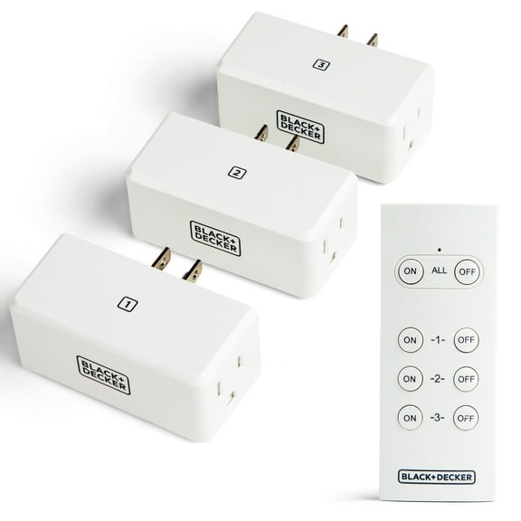 Black Decker Grounded Wireless Remote Outlets (3 Pack)