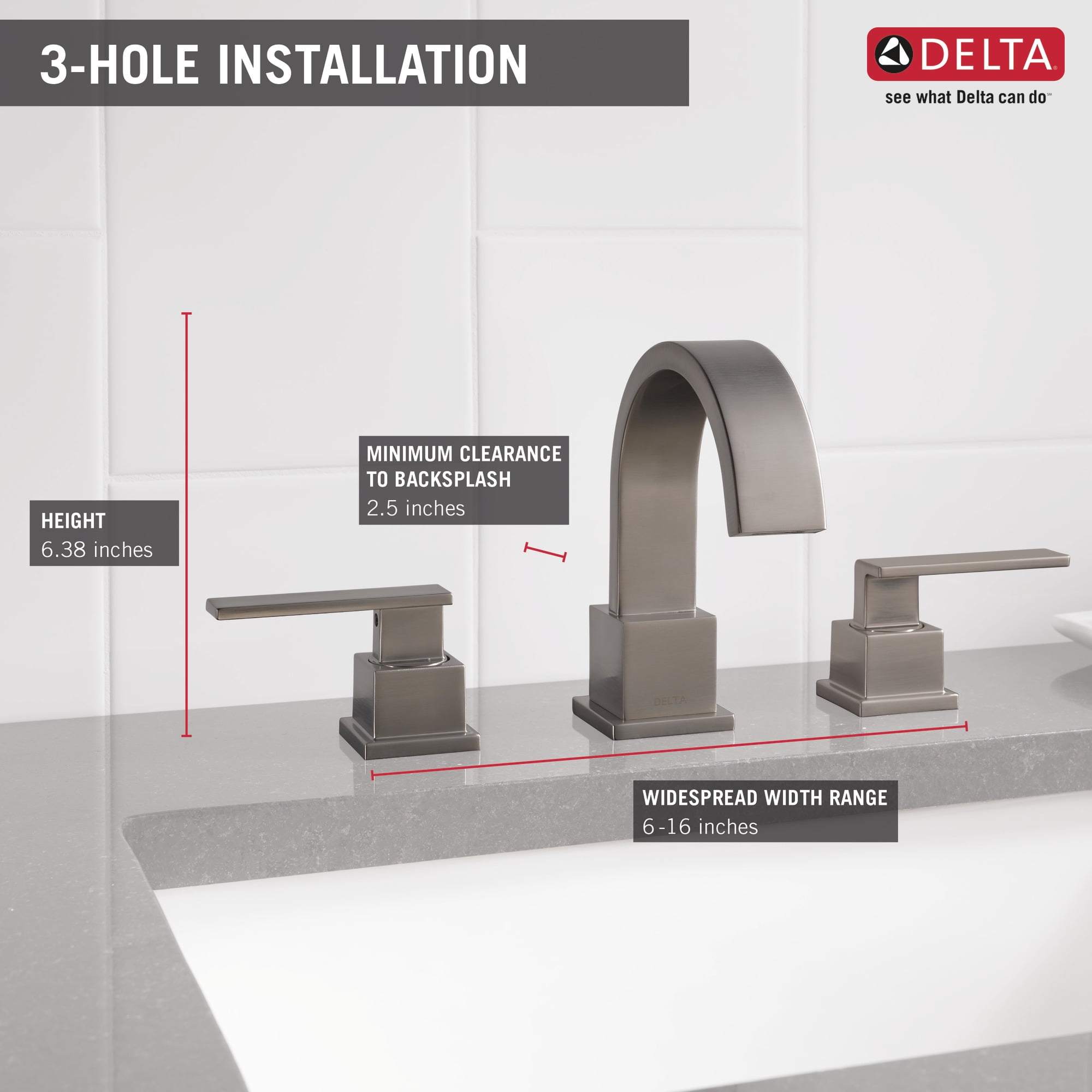 Delta Vero Two Handle Widespread Bathroom Faucet in Stainless 3553LF-SS
